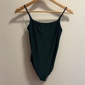 aerie Smoothez Tank Bodysuit in Forest Green